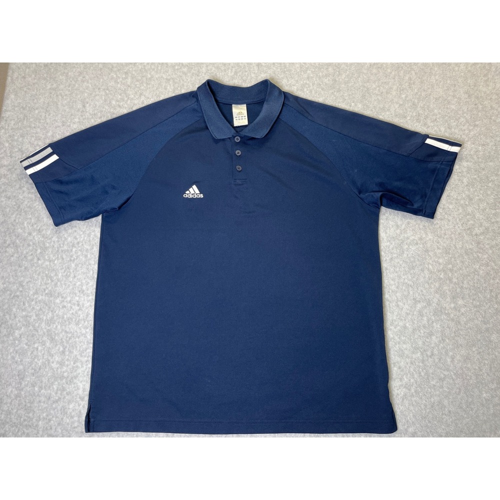 Adidas Mens Navy Blue Short Sleeve Polo Shirt Sportswear Size L